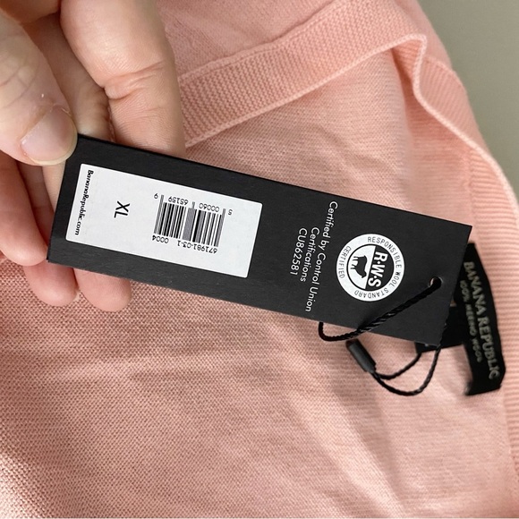 NEW Banana Republic Seamless Merino Wool V Neck Sweater XL Blush Pink 671981 - Picture 9 of 12